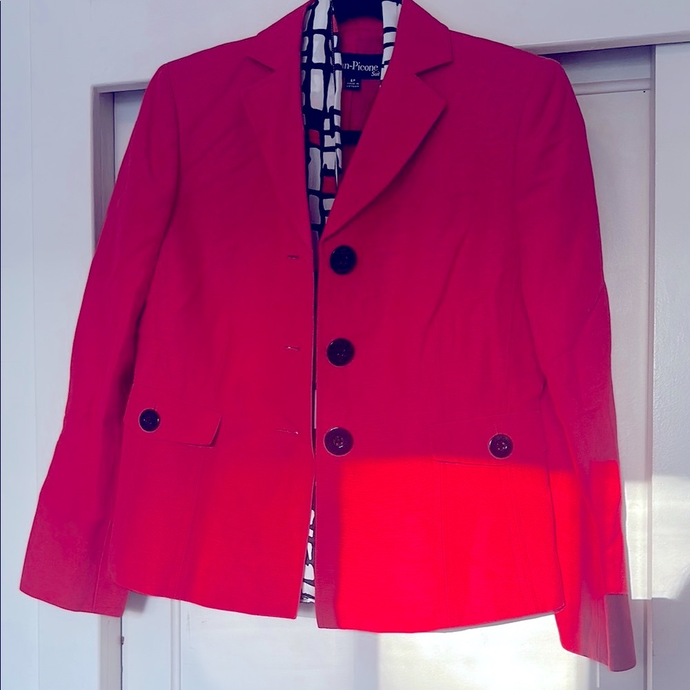Evan Picone Vibrant Red Blazer with Black Accents 6P